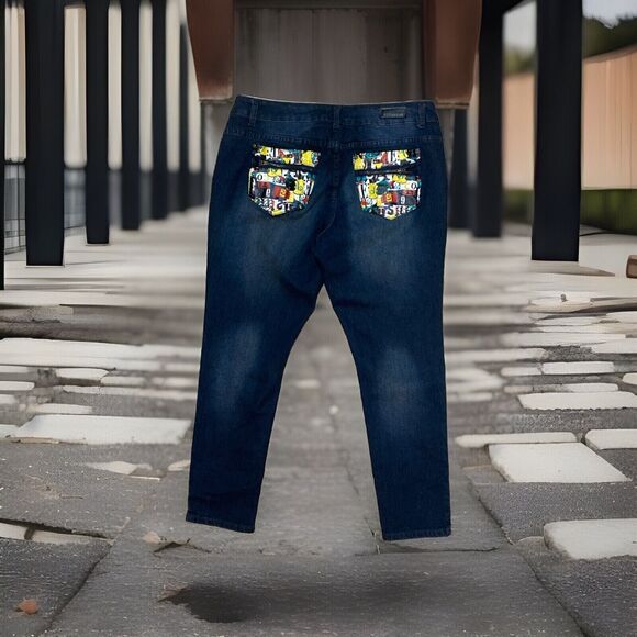 Rocawear Womens Plus 18 Jeans Graphiti Seat Hip Hop‎ Skinny Ankle - Picture 1 of 7